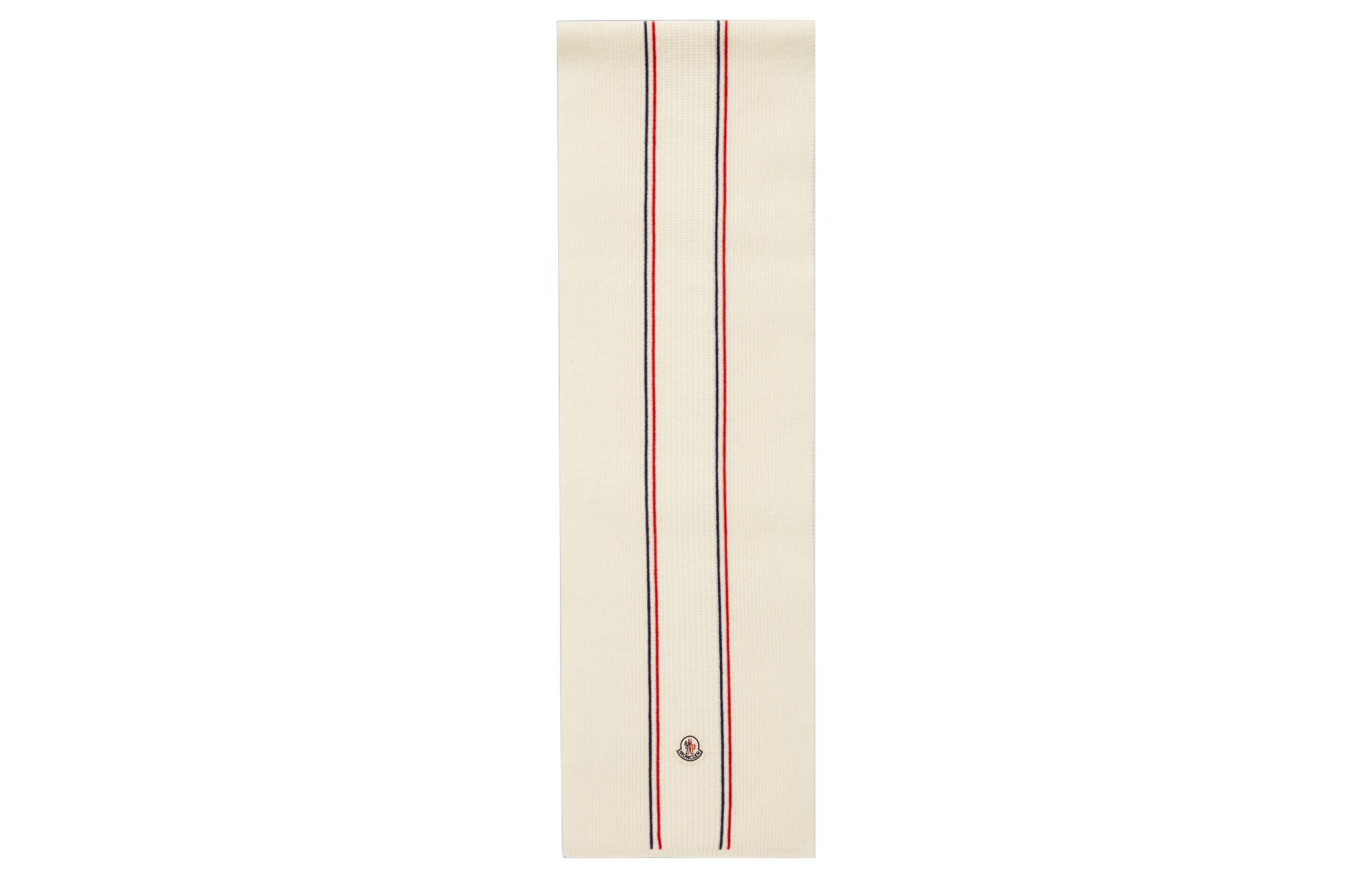 Order Moncler  Beige Knitted Scarf with Tri-Color Inlay Design. I20913C00007M1131034