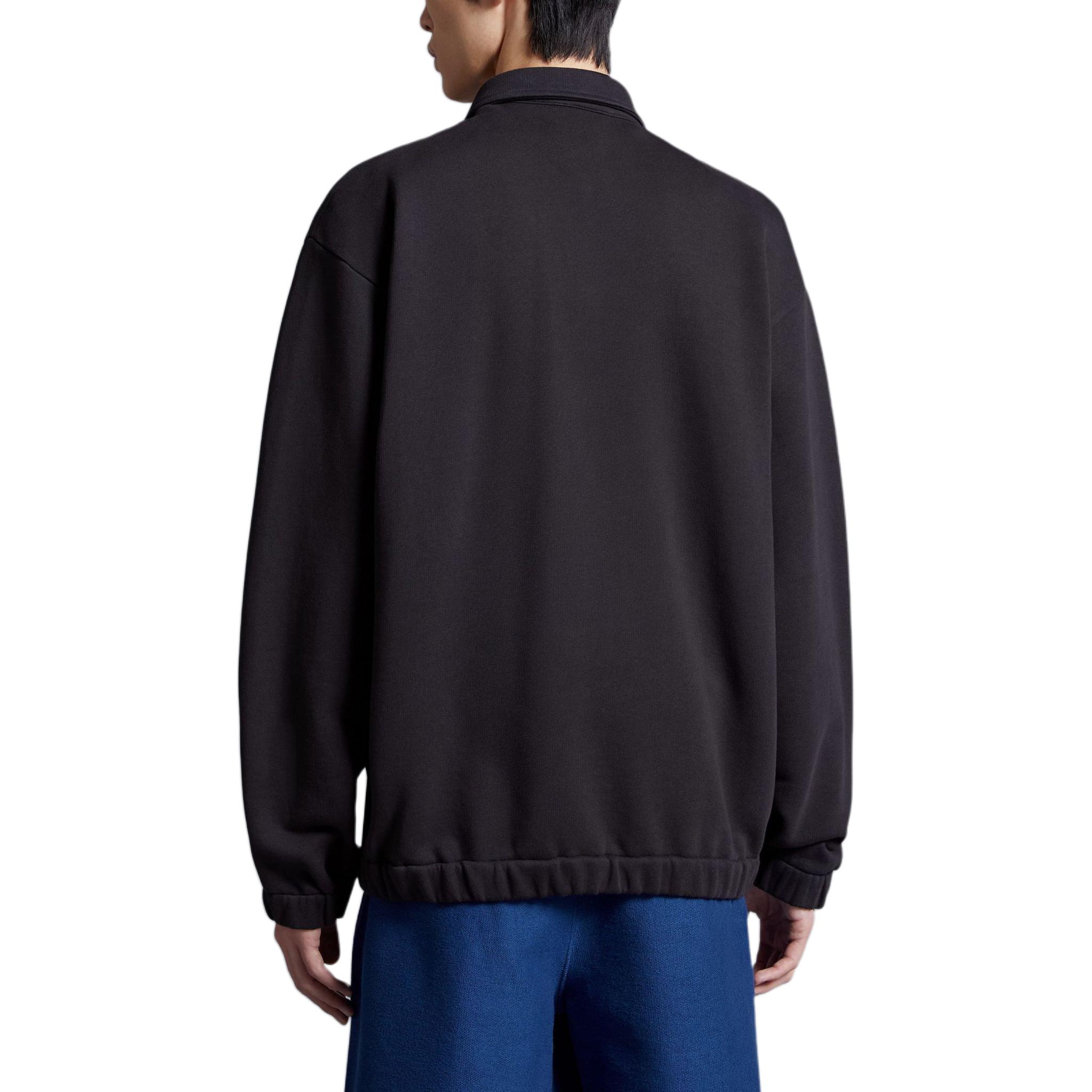 Shop Moncler 黑色棉質抓毛拉鍊襯衫外套 J10918G0005889AEN998