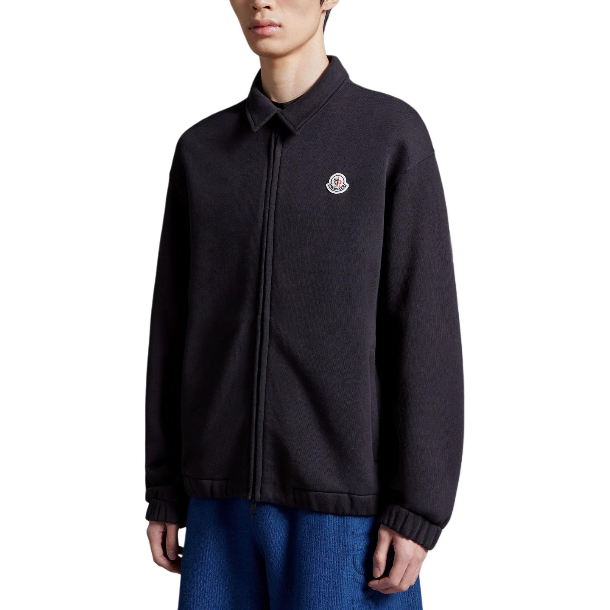 Purchase Moncler 黑色棉質抓毛拉鍊襯衫外套 J10918G0005889AEN998