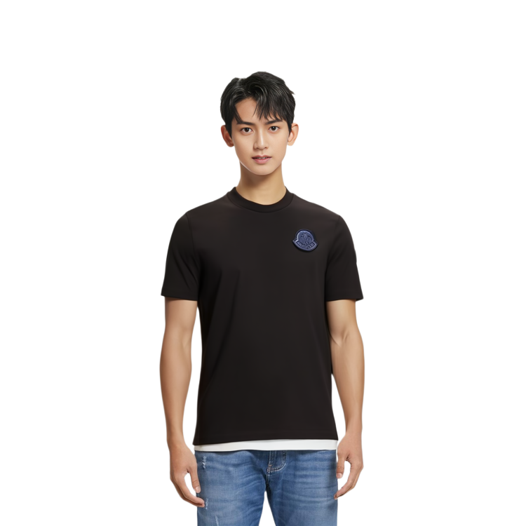 Sizing Moncler Baju-T Lengan Pendek Hitam Kapas Knit I20918C0006983927999