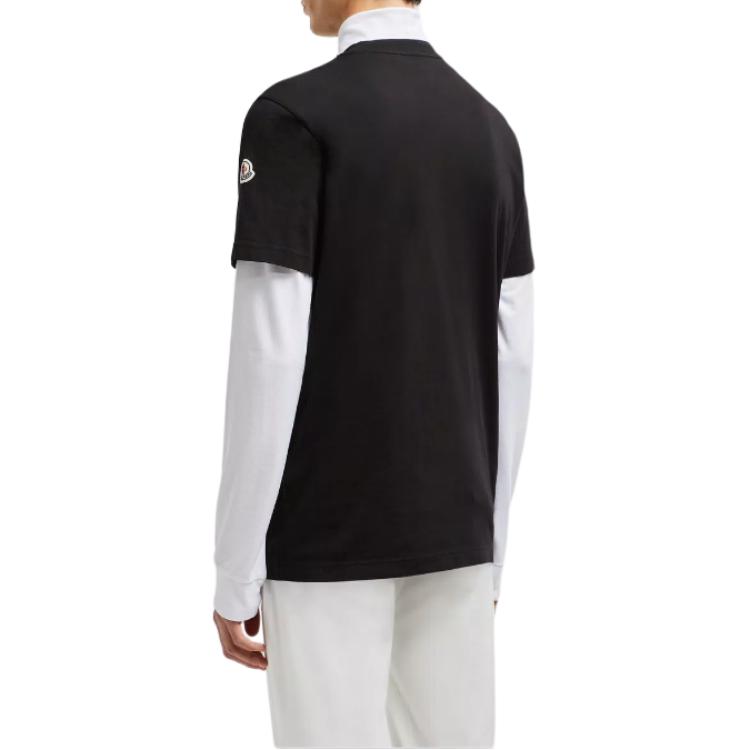 Shop Camiseta Moncler Negra Cuello Redondo Logo Parche Manga Corta. J20918C000218390T999