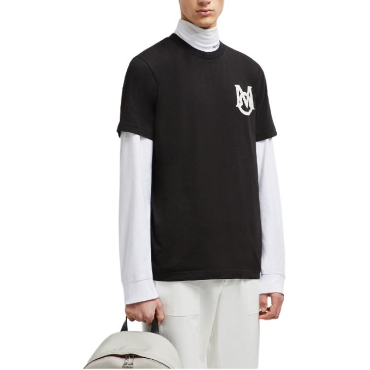 Purchase Camiseta Moncler Negra Cuello Redondo Logo Parche Manga Corta. J20918C000218390T999