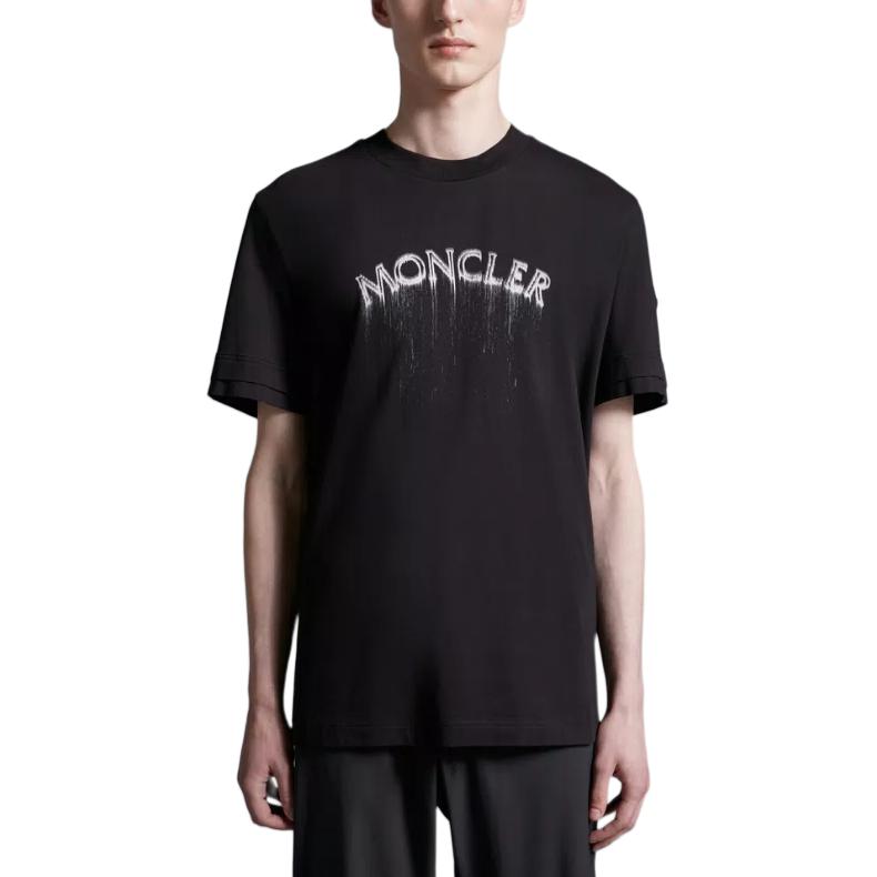 Lookbook Moncler  Black Crewneck Letter Print Short Sleeve T-Shirt J10918C0000289A17999