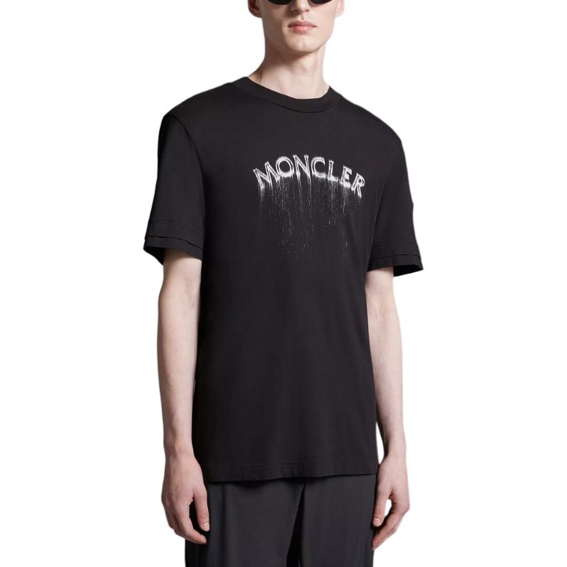 Purchase Moncler  Black Crewneck Letter Print Short Sleeve T-Shirt J10918C0000289A17999