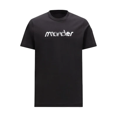 Moncler Black Crewneck Loose Fit Logo Graphic Short Sleeve T-Shirt. J10918C0005689AJS998