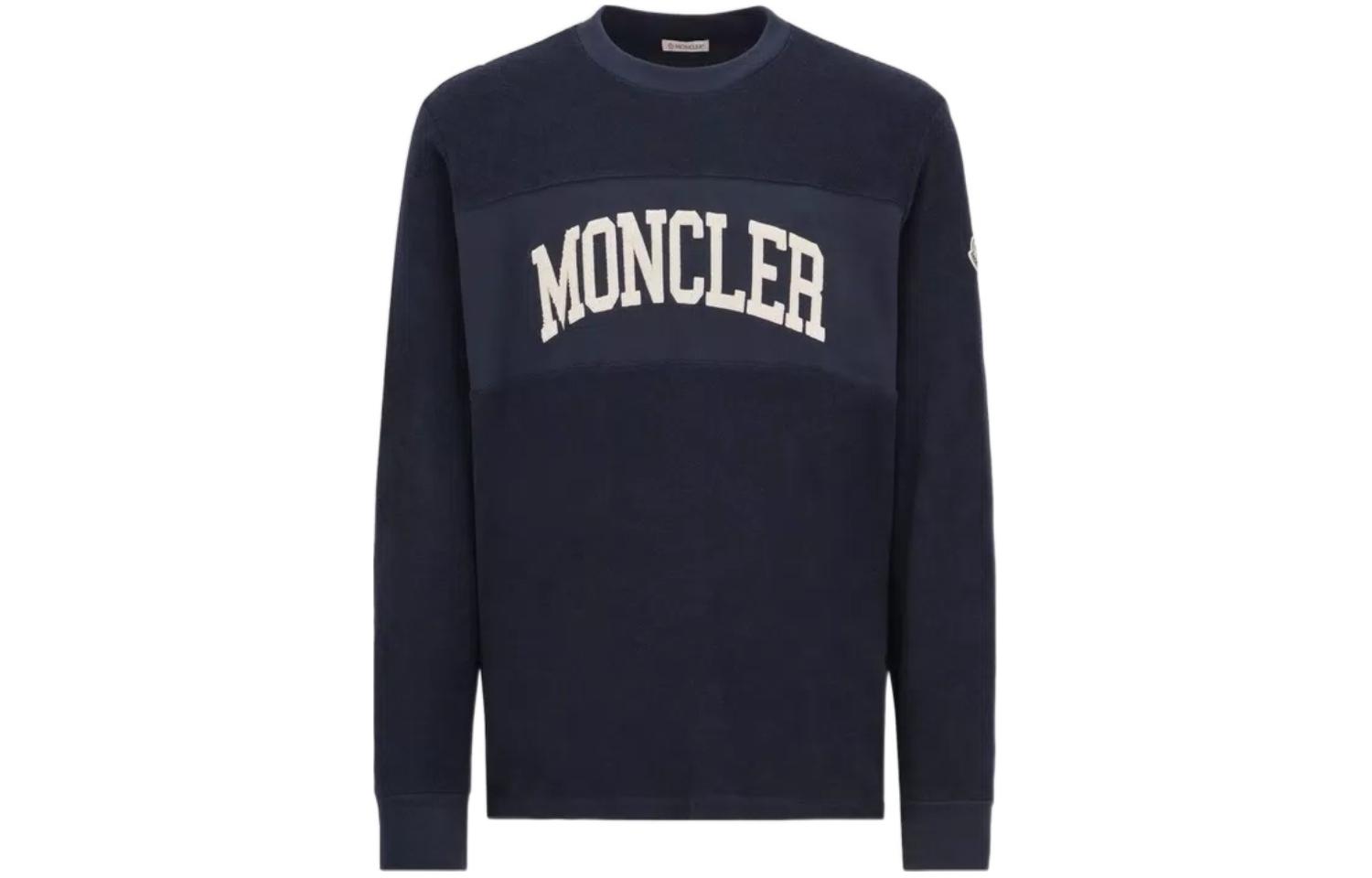 Moncler  Black Crewneck Sweatshirt with Letter Print - Comfortable Fit. J10918G00024899VV777