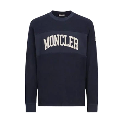 Moncler Black Crewneck Sweatshirt with Letter Print - Comfortable Fit. J10918G00024899VV777