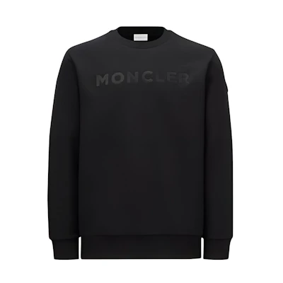 Moncler Black Crewneck Sweatshirt with Letter Print Long Sleeves. J10918G0004089AHS999