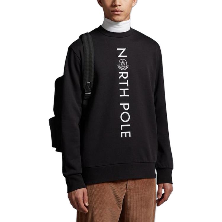 Purchase モンクレール ブラック クルーネック スウェットシャツ ロゴレタープリント デザイン I20918G00028809KF999