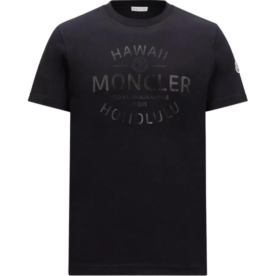 Buy Moncler  Black Crewneck T-Shirt with Letter Logo Print. J10918C0004089AJS999