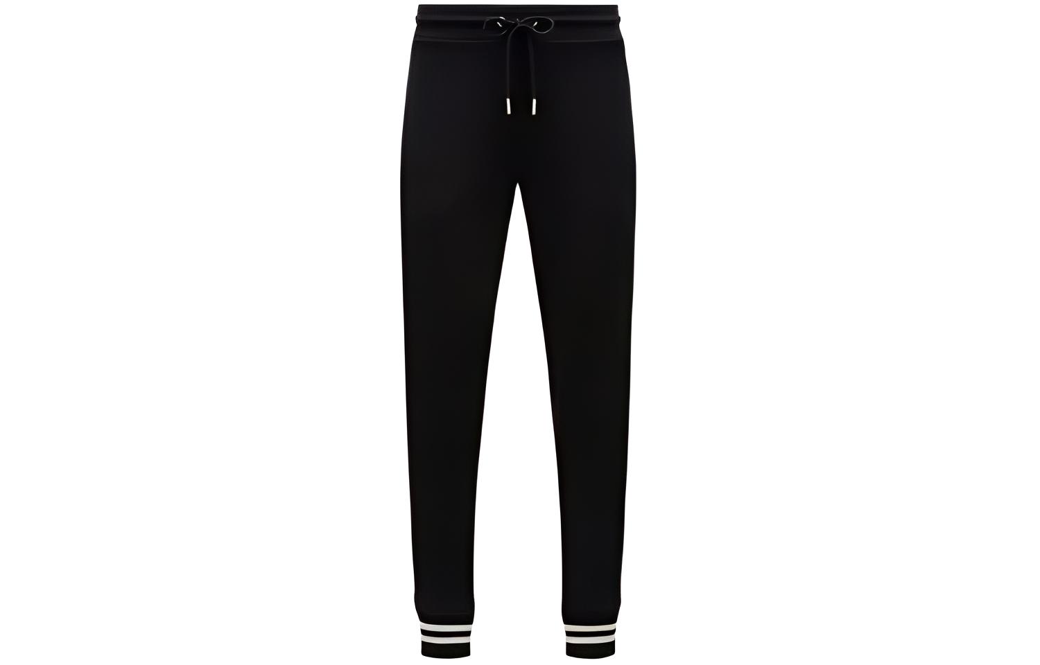 Moncler  Black Elastic Waist Casual Pants Mid-Waist Solid Color J10918H00017809KR999