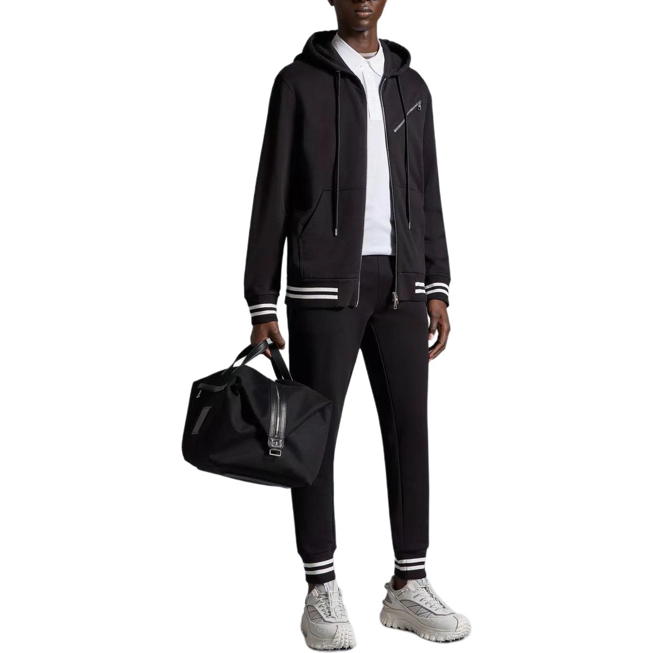 Lookbook Moncler  Black Elastic Waist Casual Pants Mid-Waist Solid Color J10918H00017809KR999