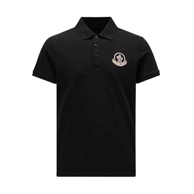 Moncler Black Embroidered Logo Polo Shirt Short Sleeve Polo. J10918A0002389A16998