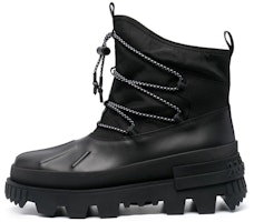 Moncler 'Black Fabric Leather Lace-Up Boots' 4F00010M1907999 Moncler 'Black Fabric Leather Lace-Up Boots' 4F00010M1907999