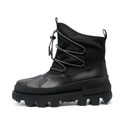 Moncler 'Black Fabric Leather Lace-Up Boots'