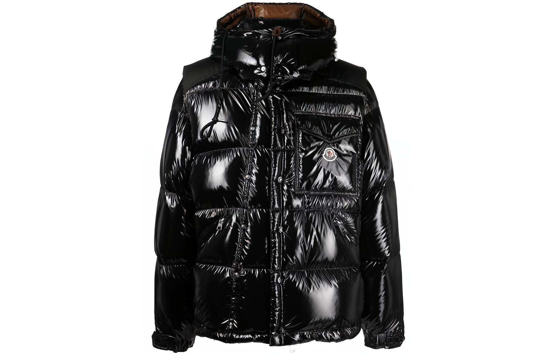 Moncler  Black Glossy Down Jacket with Hood and Full Zip. I20911A0014959607