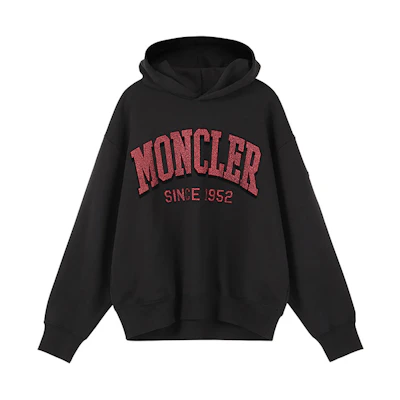 Moncler Black Glossy Logo Cotton Oversized Hoodie Long-Sleeve Sweatshirt I10918G00020M2642999