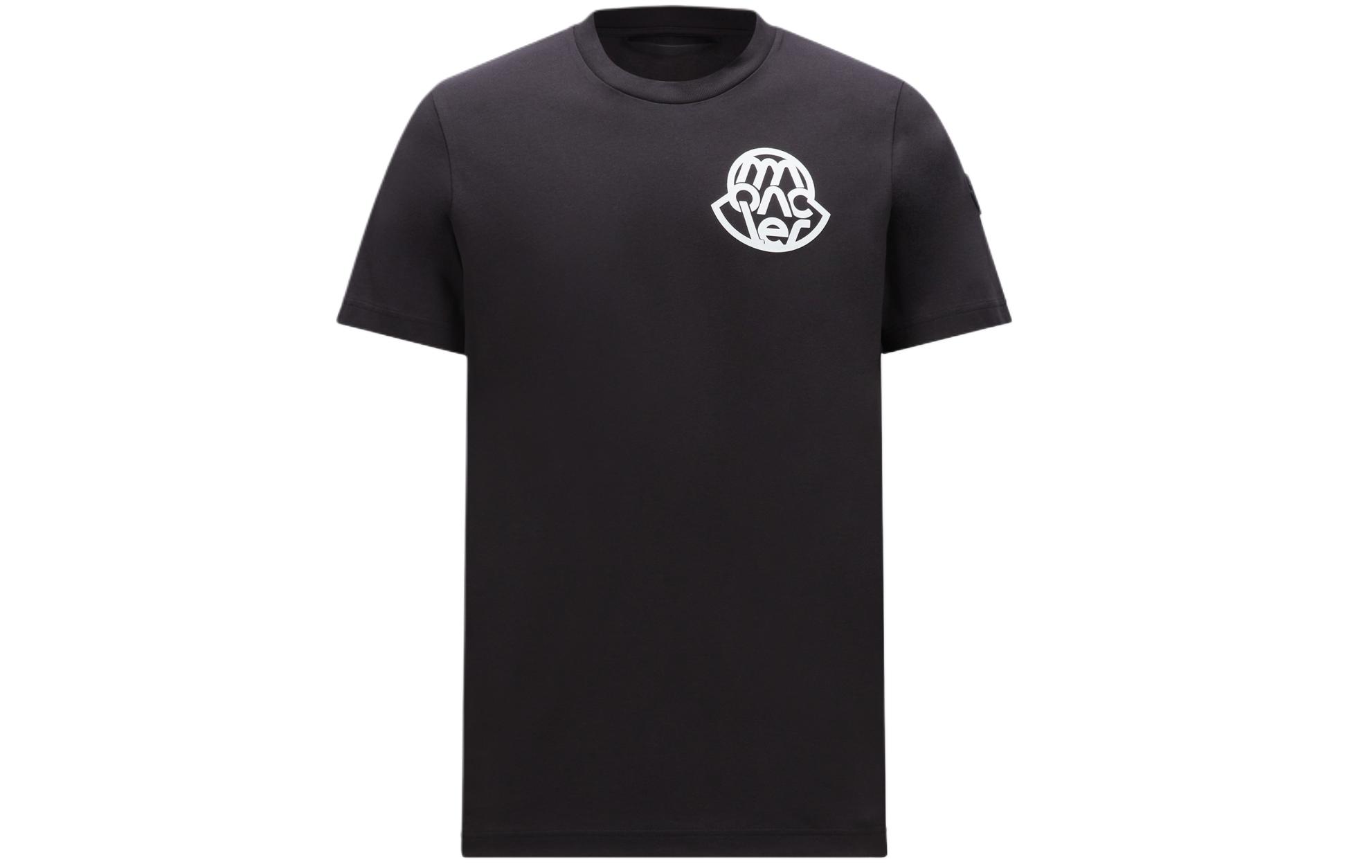 Buy Moncler  Black Graphic Print Crew Neck Short Sleeve T-Shirt J10918C0004689AJS998
