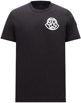 Moncler Black Graphic Print Crew Neck Short Sleeve T-Shirt J10918C0004689AJS998 Buy Moncler Black Graphic Print Crew Neck Short Sleeve T-Shirt J10918C0004689AJS998