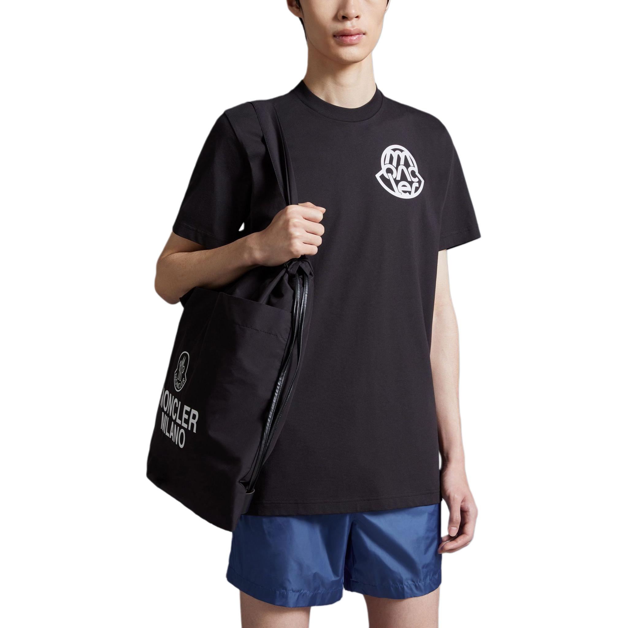 Lookbook Moncler  Black Graphic Print Crew Neck Short Sleeve T-Shirt J10918C0004689AJS998