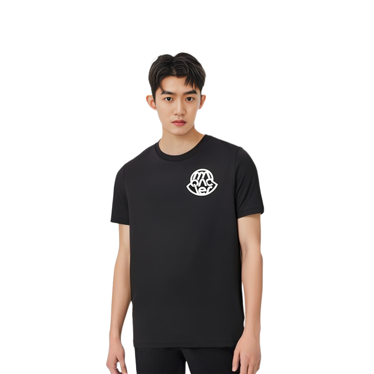 Details for Moncler  Black Graphic Print Crew Neck Short Sleeve T-Shirt J10918C0004689AJS998
