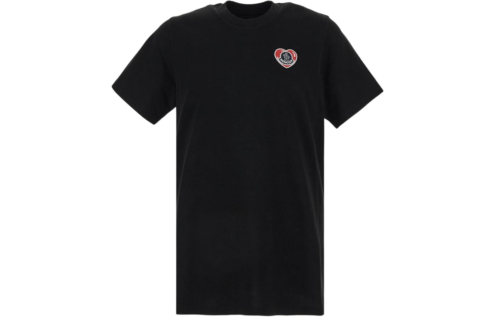Order Moncler Camiseta de Corte Slim Negra con Gráfico de Logo de Corazón. 8C000218390T999
