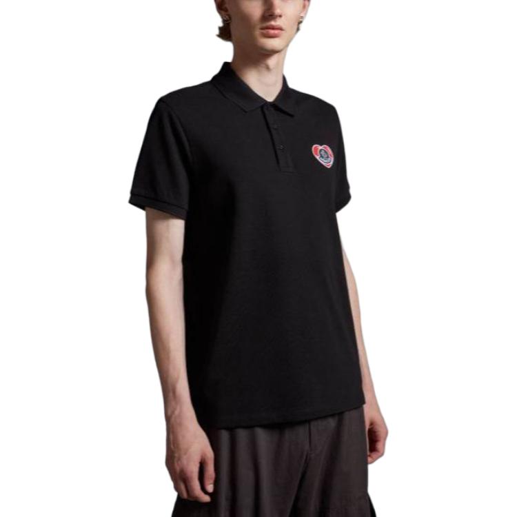 Purchase Moncler  Black Heart Logo Slim Fit Short Sleeve Polo Shirt I20918A0001084556999