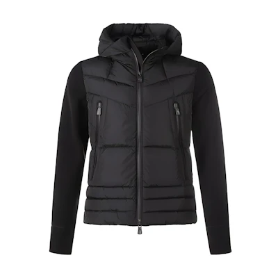 Moncler Black Hooded Puffer Jacket with Patchwork Design G20978G0001580093999