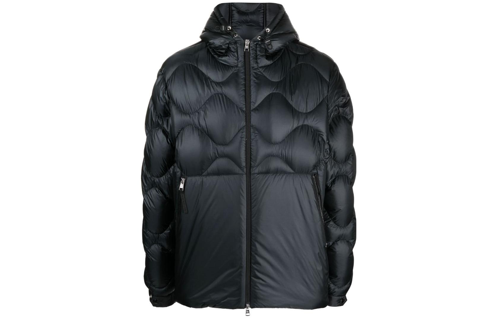 Moncler  Black Hooded Quilted Puffer Jacket with Zipper. I20911A000535967G999