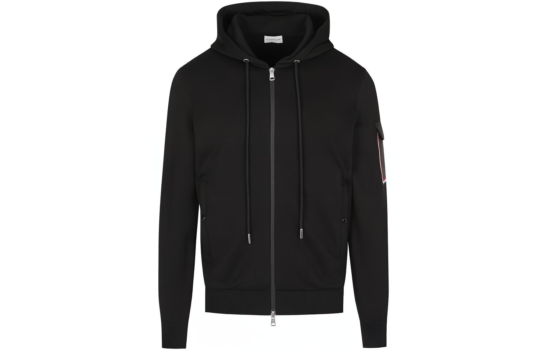 Moncler  Black Hoodie Jacket with Side Logo Patch. 8G00020-809KR-999