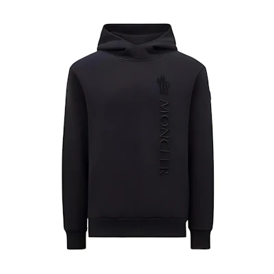 Moncler Black Hoodie with Letter Embroidery and Long Sleeves. J10918G0000589ADW999
