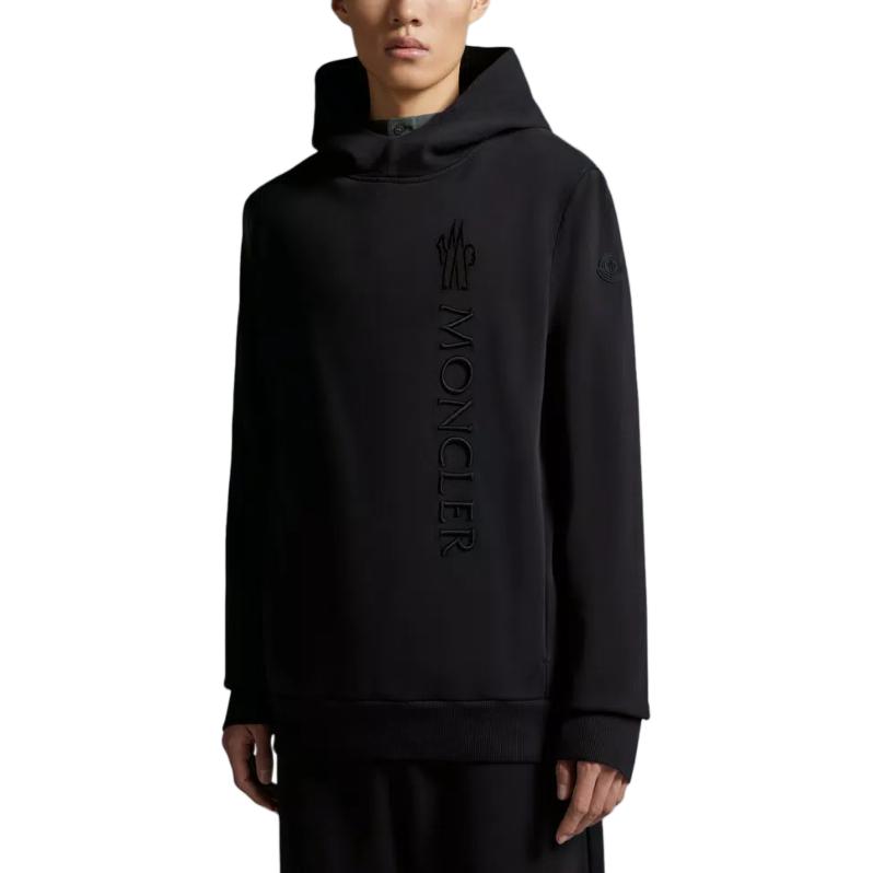 Shop Moncler 黑色刺繡字母長袖連帽衫 J10918G0000589ADW999