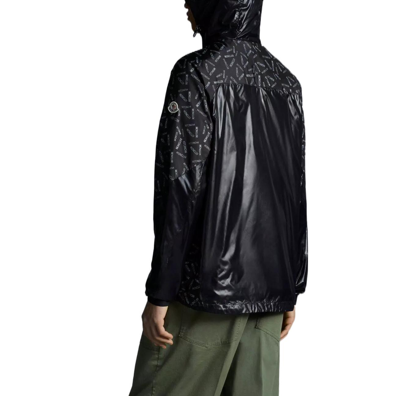 Purchase Moncler  Black Letter Logo Print Patchwork Hooded Jacket. H10911A00133595Y8990