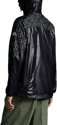 Moncler Black Letter Logo Print Patchwork Hooded Jacket. H10911A00133595Y8990 Purchase Moncler Black Letter Logo Print Patchwork Hooded Jacket. H10911A00133595Y8990