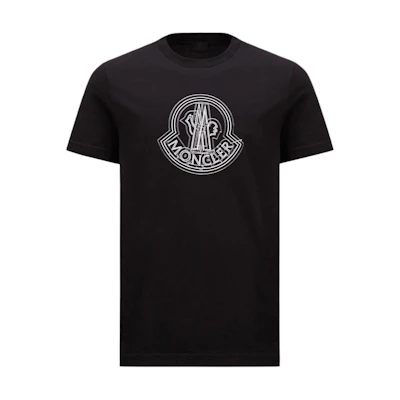 Moncler Black Letter Print Casual Crewneck T-Shirt. J10918C0002889A17999