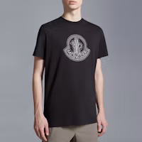 Lookbook モンクレール ブラック レタープリント カジュアル クルーネック Tシャツ. J10918C0002889A17999