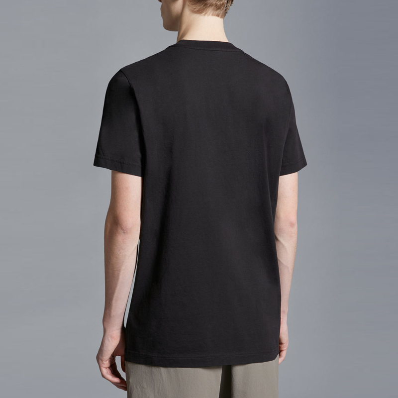 Shop Moncler  Black Letter Print Casual Crewneck T-Shirt. J10918C0002889A17999