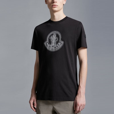 Moncler Black Letter Print Casual Crewneck T-Shirt. J10918C0002889A17999 Purchase Moncler Black Letter Print Casual Crewneck T-Shirt. J10918C0002889A17999