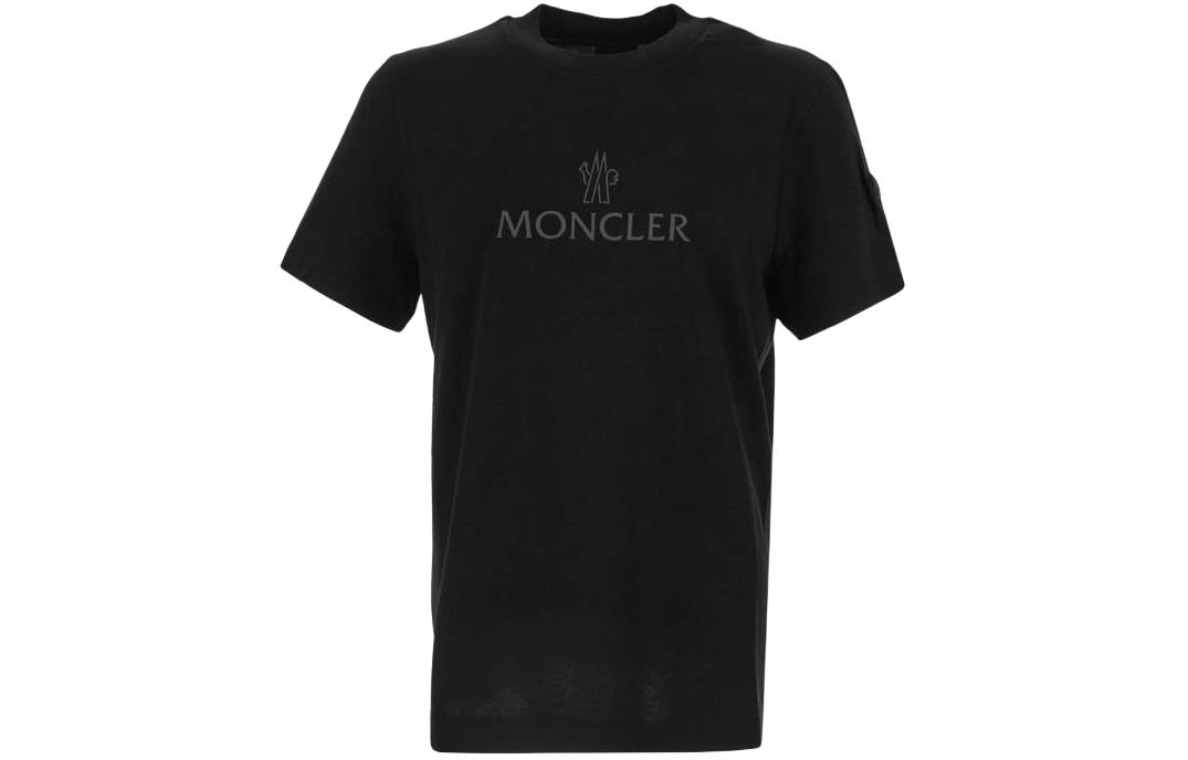 Moncler  Black Letter Print Crewneck Short Sleeve T-Shirt. 8C00060829H8999