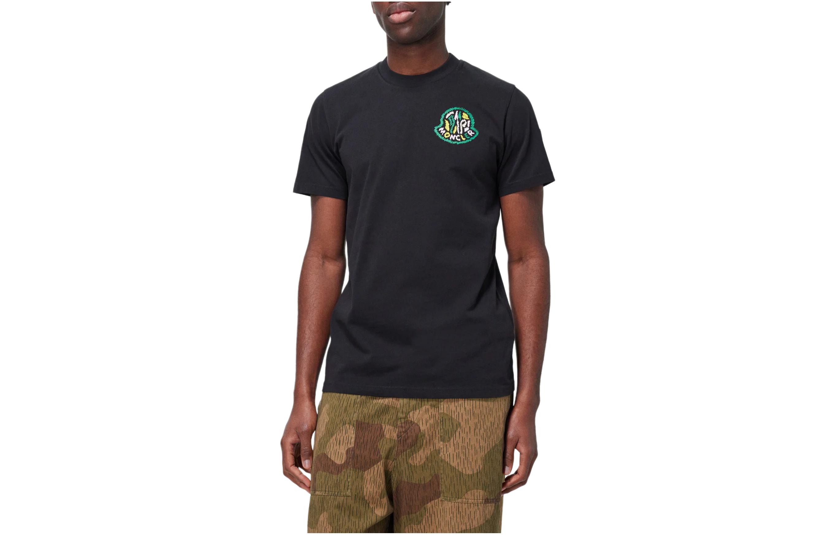 Order 蒙克莱黑色短袖 logo 圆领 T 恤。 J10918C000178390T998