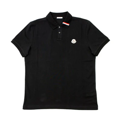 Moncler Black Logo Patch Polo Collar Casual Short Sleeve T-Shirt. 8A00030899UR999