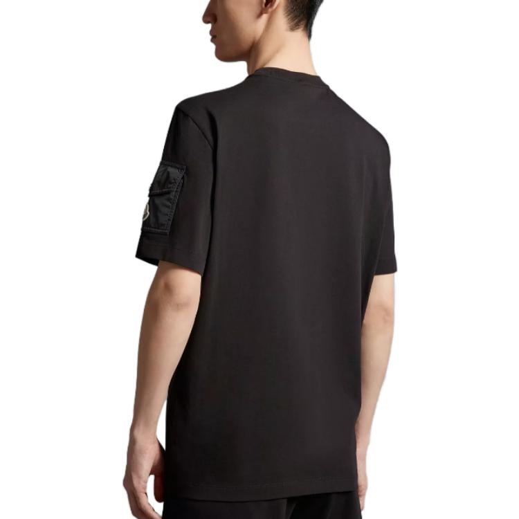 Shop 몽클레르 블랙 로고 프린트 크루넥 티셔츠 I20918C000088390T999