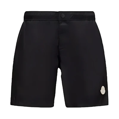 Moncler Black Logo Print Drawstring Loose Fit Shorts. I10912C0001453326997