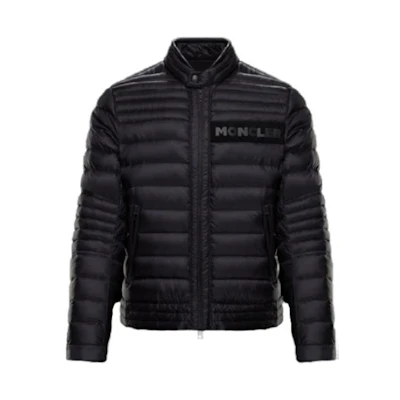 Moncler Black Logo Print Puffer Down Jacket with High Neck Design. 1A1240053048999