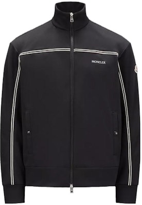 Moncler Black Logo Print Zip-Up Stand Collar Jacket I20918G00007899A1999 Buy Moncler Black Logo Print Zip-Up Stand Collar Jacket I20918G00007899A1999
