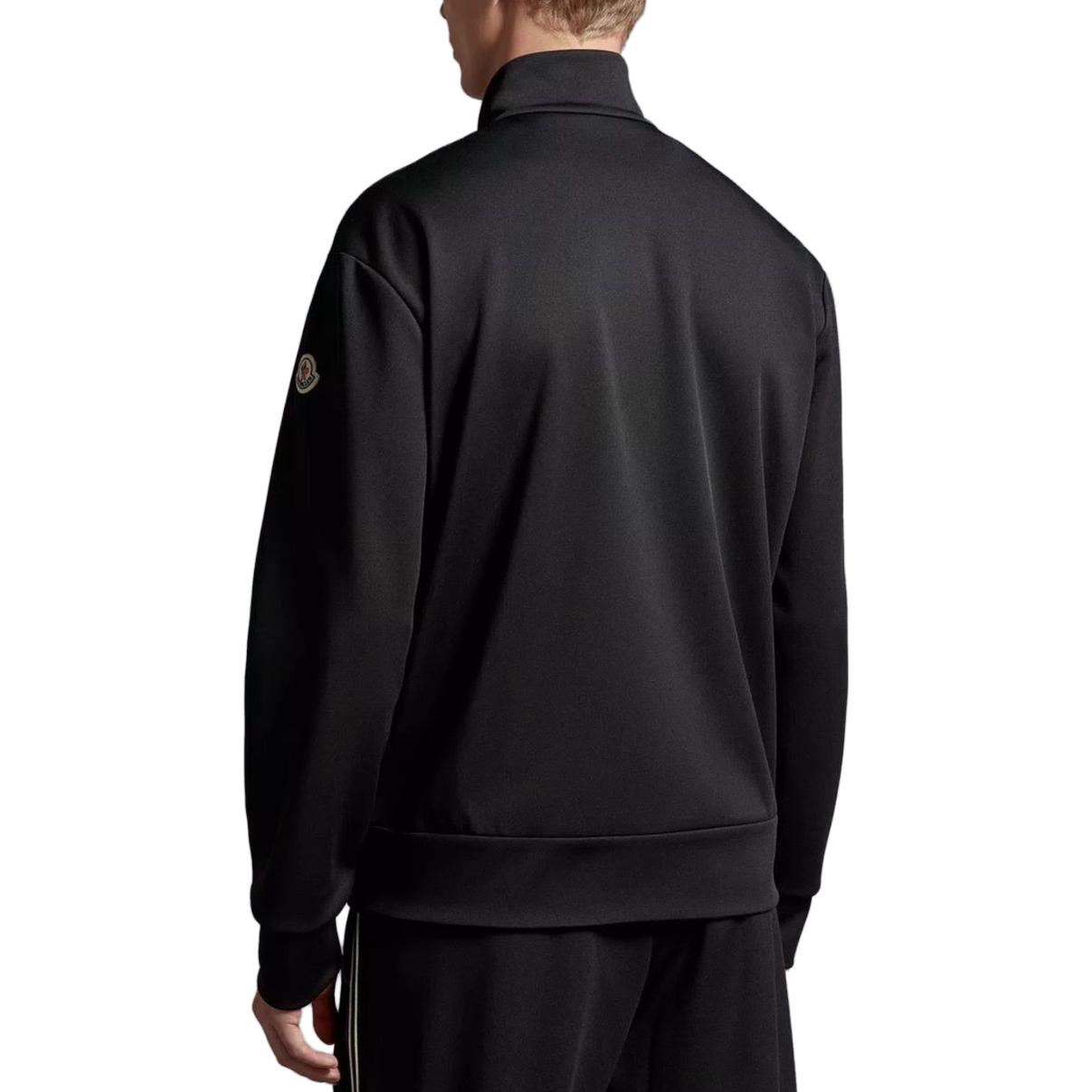 Shop Moncler  Black Logo Print Zip-Up Stand Collar Jacket I20918G00007899A1999