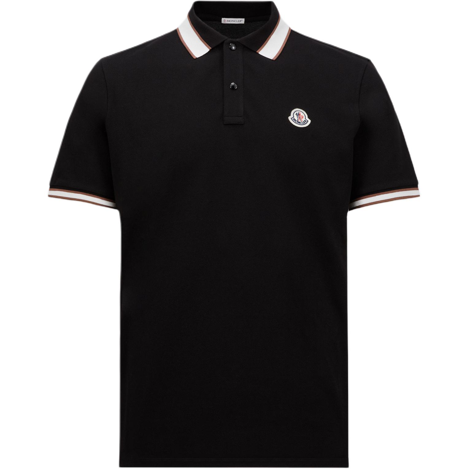 Moncler  Black Logo Stripe Trim Short-Sleeve Polo Shirt J20918A0001889A16999