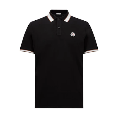 Moncler Black Logo Stripe Trim Short-Sleeve Polo Shirt J20918A0001889A16999