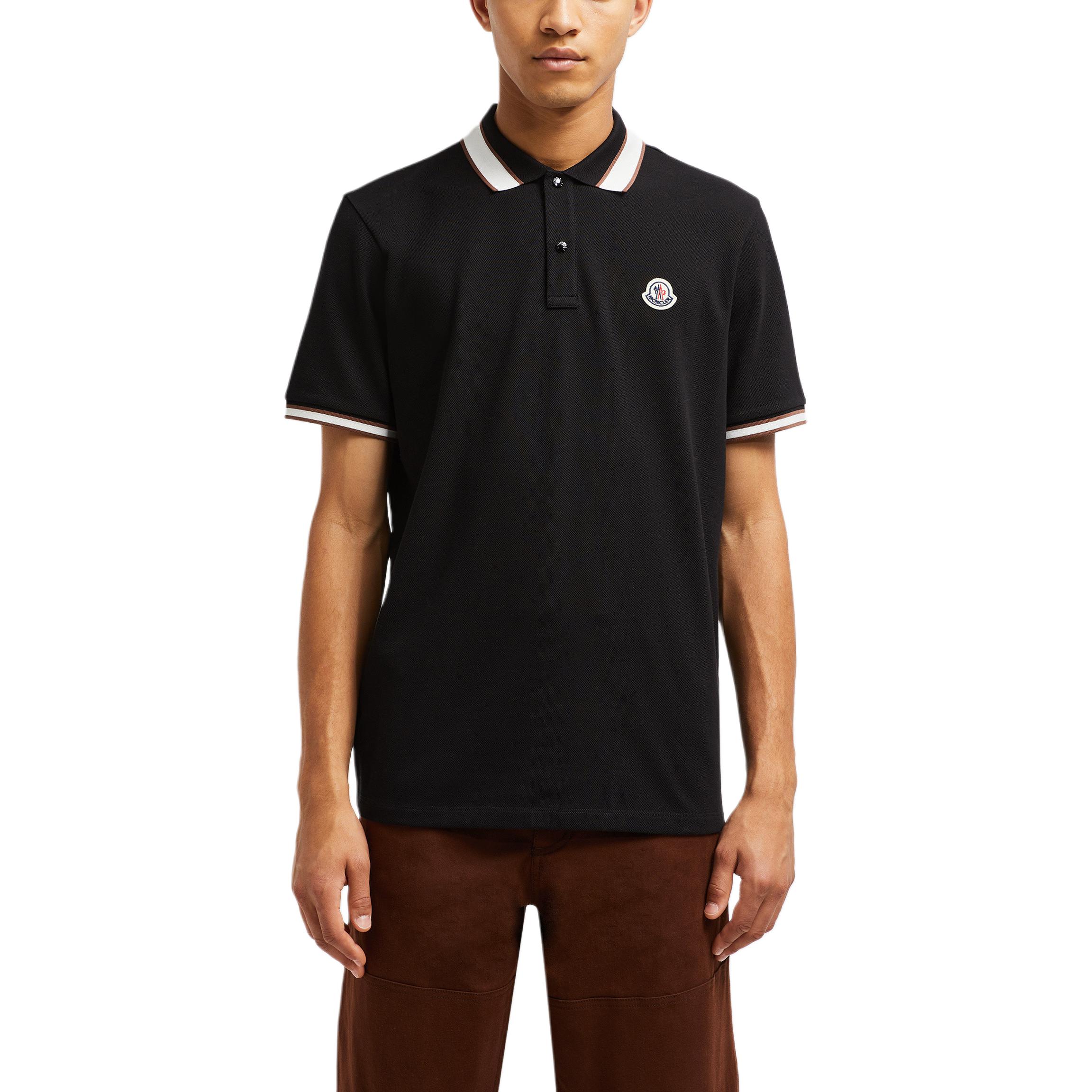 Moncler  Black Logo Stripe Trim Short-Sleeve Polo Shirt J20918A0001889A16999 圖 3