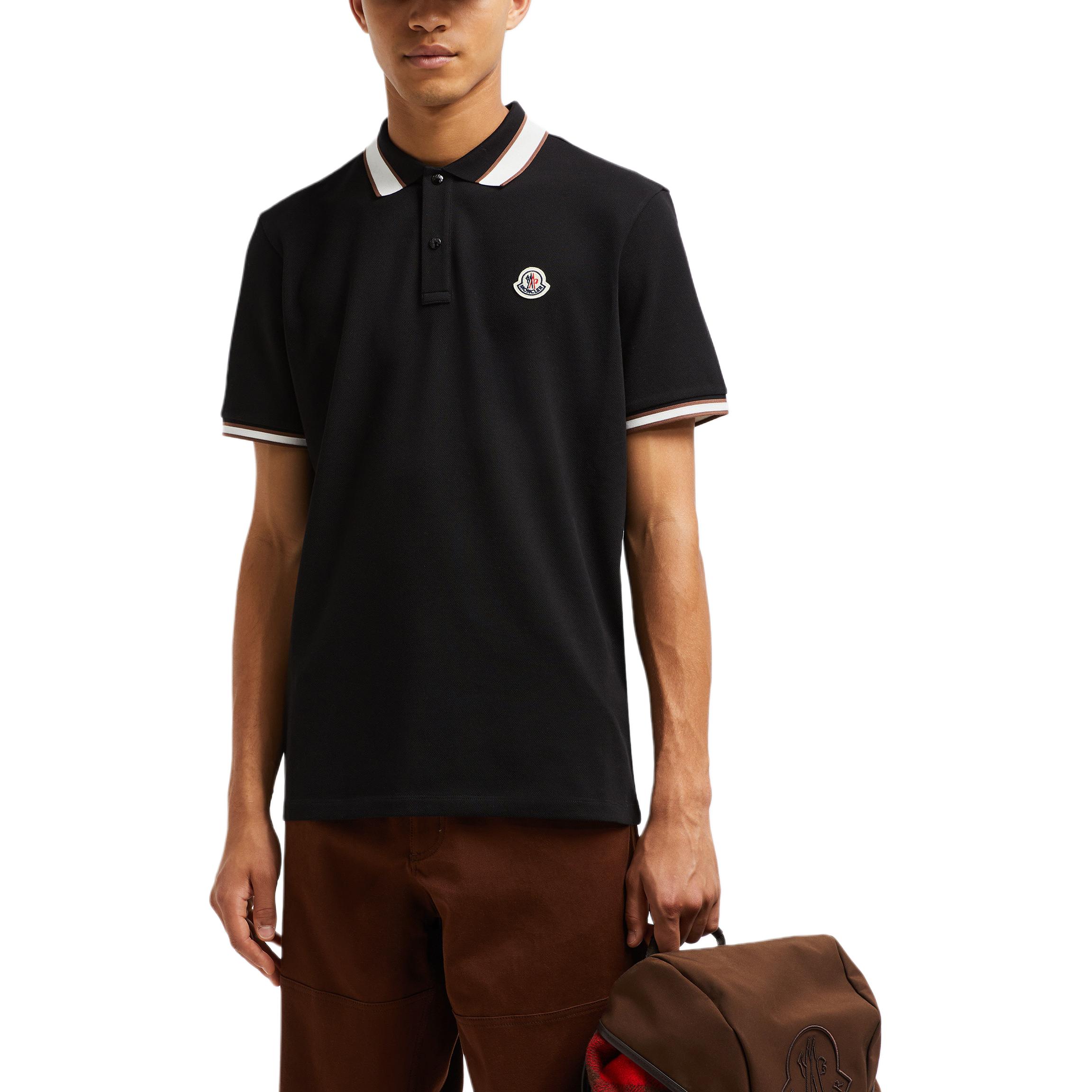 Moncler  Black Logo Stripe Trim Short-Sleeve Polo Shirt J20918A0001889A16999 圖 5